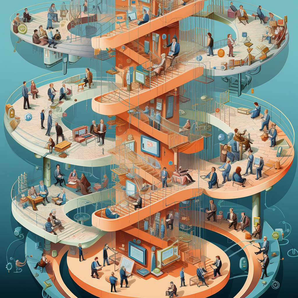 Labyrinth Of People On A Staircase