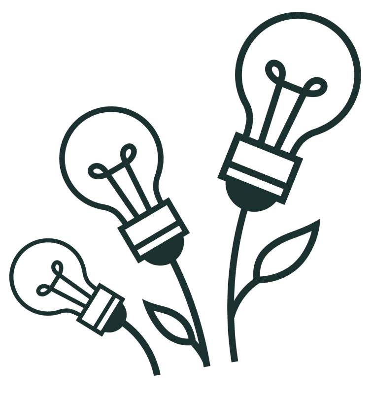 Illustration of lightbulbs growing on stalks